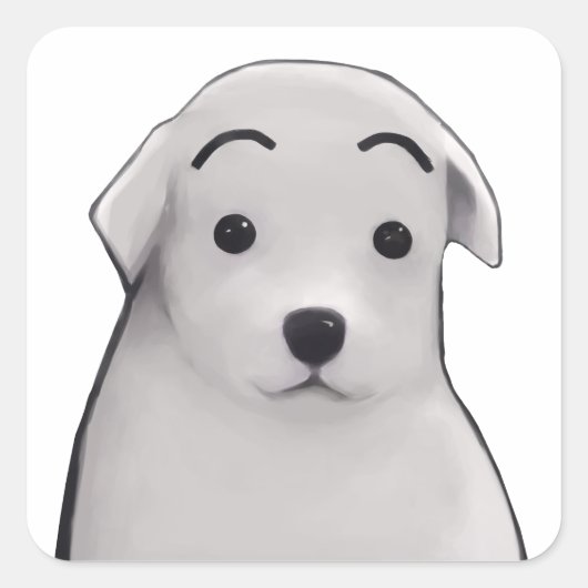 Pegatina de perrito sorprendido  quadratischer aufkleber (Vorderseite)
