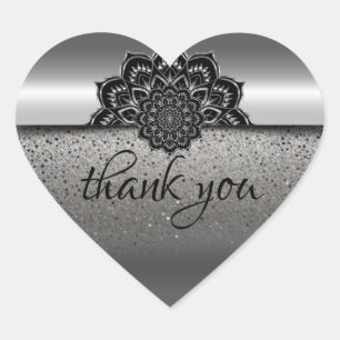 Pegatina en forma corazón plateado Herz-Aufkleber