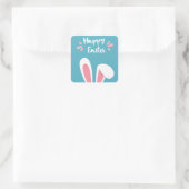 Pegatina felices pascuas con orejas de conejo quadratischer aufkleber (Tasche)