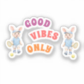 Pegatina Ovalada Cute Bunny School Name Label (Vorderseite)