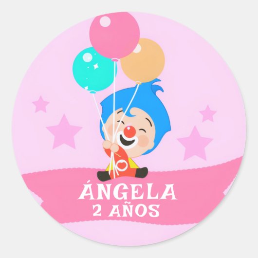 Pegatina | Pegatina Payasito Plim Plim, Runder Aufkleber (Vorderseite)