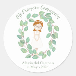 Pegatina Primera Comunión modelo Alexia Runder Aufkleber