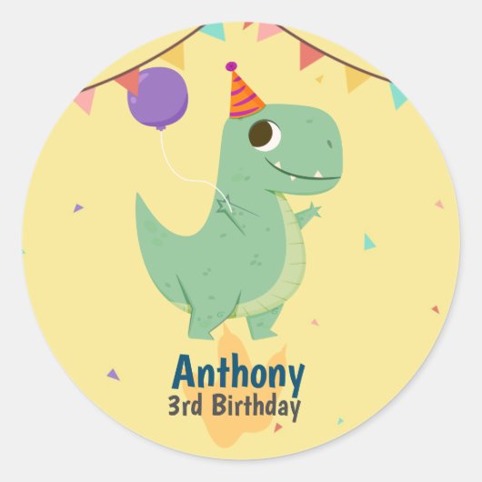 Pegatina Redonda Dinosaur birthday sticker (Vorderseite)