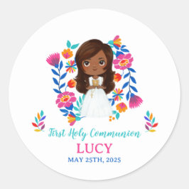 Pegatina redonda LUCY Primera Comunión Runder Aufkleber