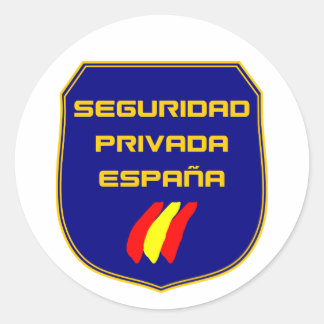 Pegatina Seguridad Privada España Placa Azul Runder Aufkleber