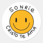 pegatina sonríe Cristo te ama Runder Aufkleber (Vorderseite)