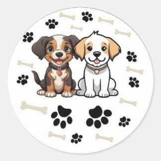 Pegatina/Stickers redondo Diseño Perritos Runder Aufkleber