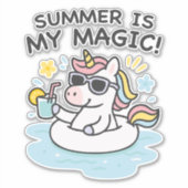 Pegatina unicornio kawaii “Summer is my magic” Aufkleber (Vorderseite)