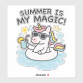 Pegatina unicornio kawaii “Summer is my magic” Aufkleber (Blatt)