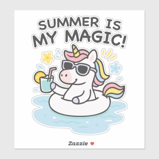 Pegatina unicornio kawaii “Summer is my magic” Aufkleber (Blatt)