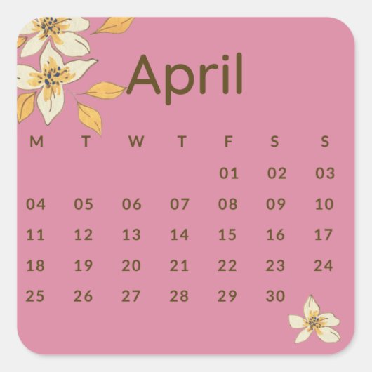 Pegatinas mes del año - April (S'F) *2022 Quadratischer Aufkleber (Vorderseite)