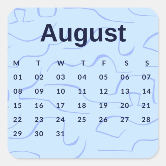 Pegatinas mes del año - August (S'K) *2022 Quadratischer Aufkleber (Vorderseite)