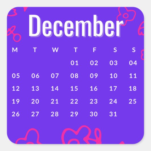Pegatinas mes del año - December (S'C) Quadratischer Aufkleber (Vorderseite)