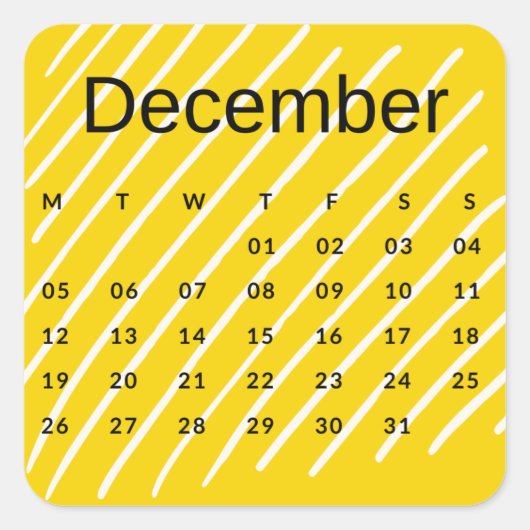 Pegatinas mes del año - December (S'J) *2022 Quadratischer Aufkleber (Vorderseite)