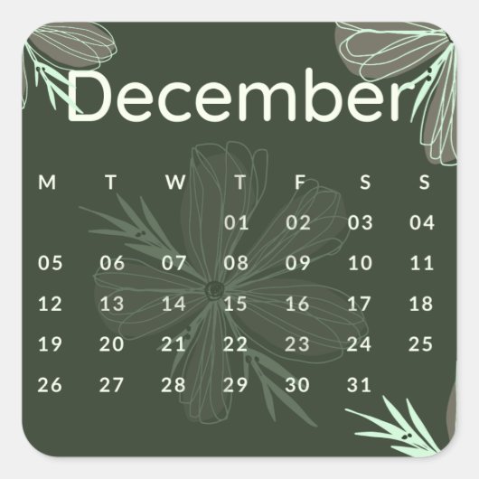 Pegatinas mes del año - December (S'L) *2022 Quadratischer Aufkleber (Vorderseite)