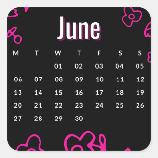 Pegatinas mes del año - June (S'D) Quadratischer Aufkleber