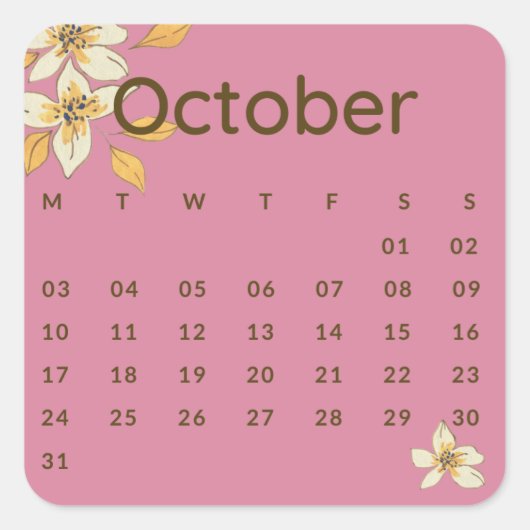 Pegatinas mes del año - October (S'F) *2022 Quadratischer Aufkleber (Vorderseite)