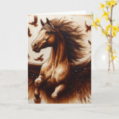 Pegaus Sepia mit Vögeln Karte (Gelbe Blume)