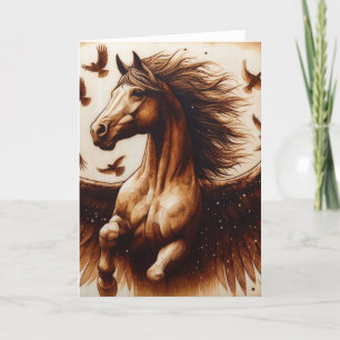 Pegaus Sepia mit Vögeln Karte