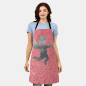 Peggy Ann Pink Cupid Kitchen Schürze (Getragen)