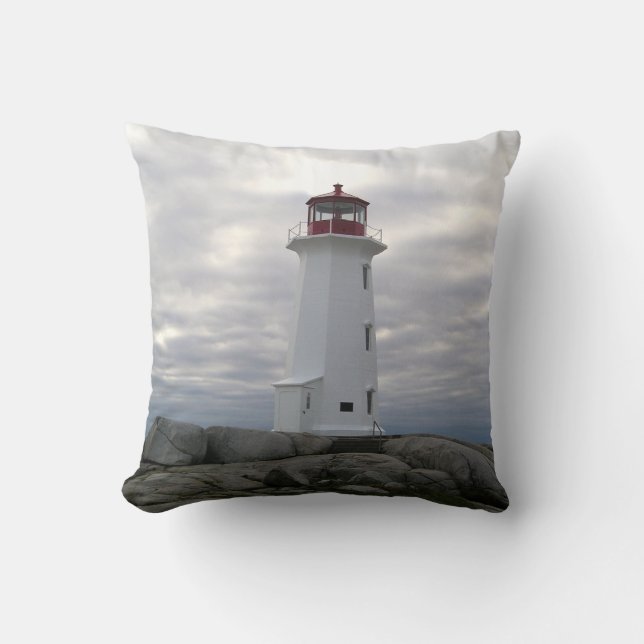 "Peggy Bucht-Neuschottland "" Leuchtturm-Weg " Kissen (Vorderseite)