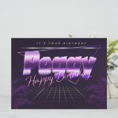 Peggy Name Vorname lila retro Karte Geburtstag (Stehend Vorderseite)