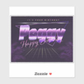 Peggy Name Vorname lila retro Sticker Geburtstag (Blatt)
