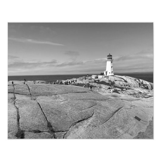 Peggys Cove Lighthouse Black and White Fotodruck (Vorne)
