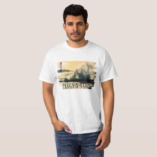 Peggy's Cove Lighthouse, das über Wellen strahlt T-Shirt (Vorne ganz)