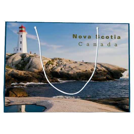 Peggys Point Lighthouse Atlantic Canada Große Geschenktüte (Rückseite)
