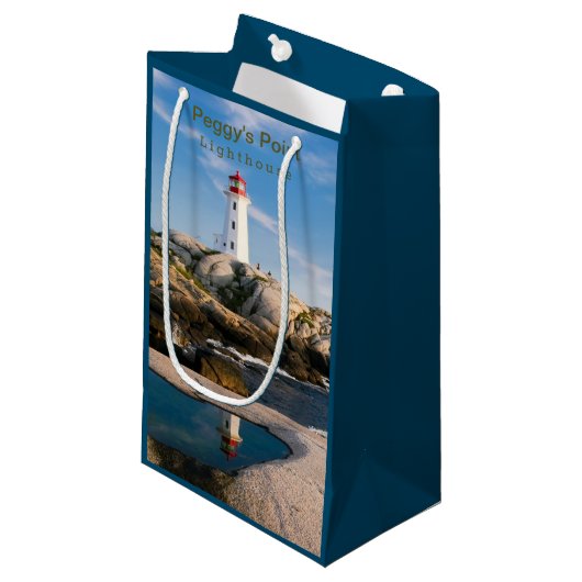 Peggys Point Lighthouse Atlantic Canada Kleine Geschenktüte (Vorderseite Schrägansicht)