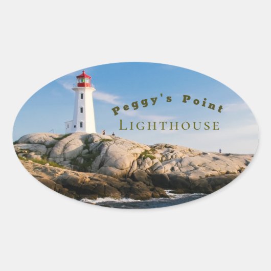 Peggys Point Lighthouse Atlantic Canada Ovaler Aufkleber (Vorderseite)
