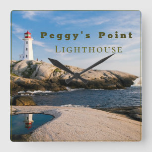 Peggys Point Lighthouse Atlantic Canada Quadratische Wanduhr