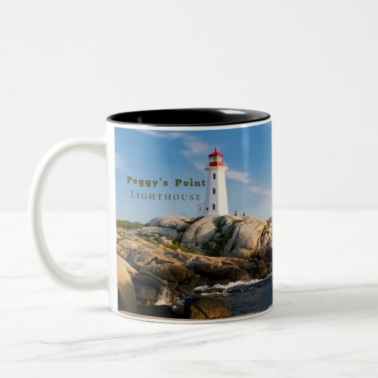 Peggys Point Lighthouse Atlantic Canada Zweifarbige Tasse (Links)