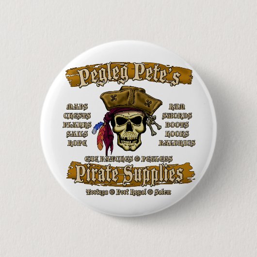 Pegleg Pets Piratenlieferungen Button (Vorderseite)