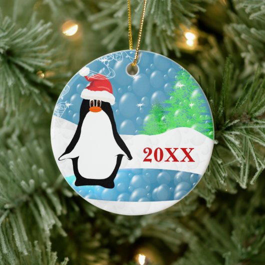 Peguin Christmas Family Foto Ornament (Baum)