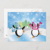 Peguins Abbildung Skaten Postkarte (Vorne/Hinten)