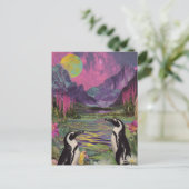 Peguins Surreal Mixed Media Postkarte (Stehend Vorderseite)