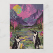 Peguins Surreal Mixed Media Postkarte (Vorderseite)