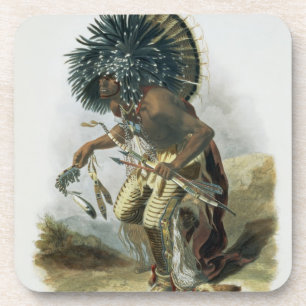 Pehriska-Ruhpa, Minatarre Krieger im Kostüm O Untersetzer