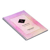 Peilrosa und gelbe irisierende Glasstruktur Notizblock (Rechte Seite)