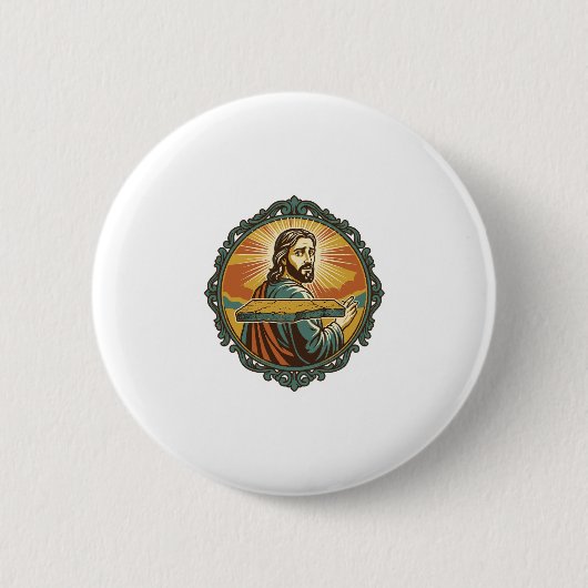 Peinlicher Jesus Stolpert Flache Oberfläche Öffent Button (Vorderseite)