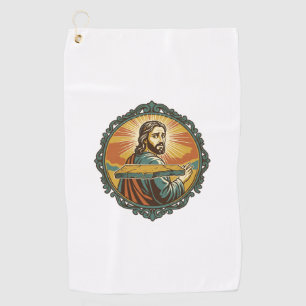 Peinlicher Jesus Stolpert Flache Oberfläche Öffent Golfhandtuch