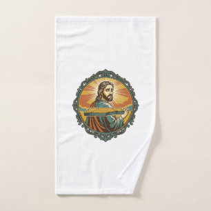 Peinlicher Jesus Stolpert Flache Oberfläche Öffent Handtuch