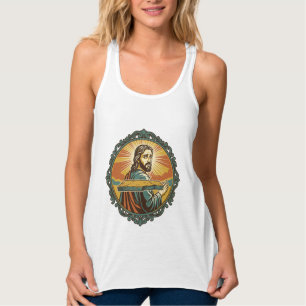 Peinlicher Jesus Stolpert Flache Oberfläche Öffent Tank Top
