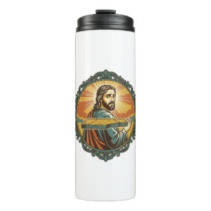 Peinlicher Jesus Stolpert Flache Oberfläche Öffent Thermosbecher