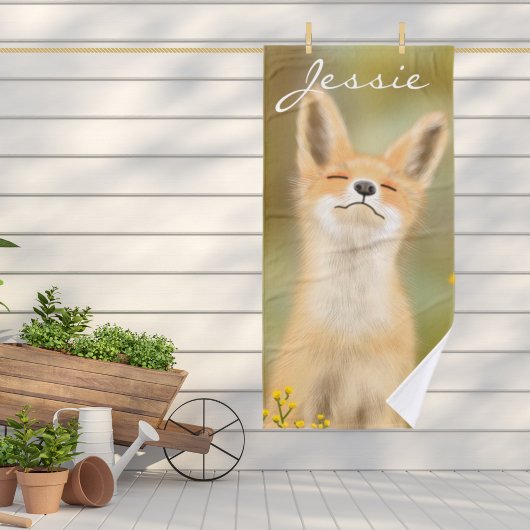 Peinture d'un mignon petit renard Badetuch Badehandtuch