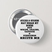 Peitsche-Ketten-Tätowierungen u. Durchdringen regt Button (Vorne & Hinten)