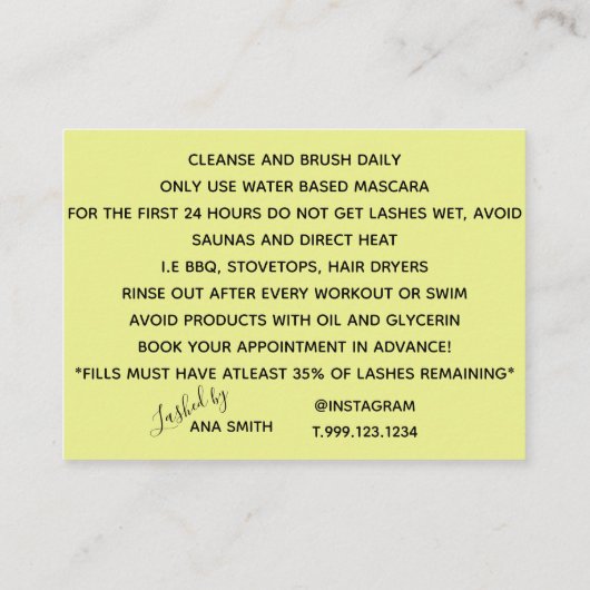 Peitschen-Fürsorge-Karten-Farbe Visitenkarte (Rückseite)