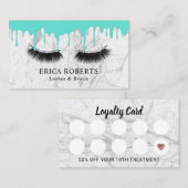 Peitschen-Make-upkünstler-Türkis-Tropfen-Marmor Treuekarte (Vorne/Hinten)